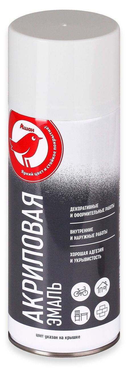 Эмаль АШАН Красная птица RAL 9003 акриловая белая глянцевая, 520 мл