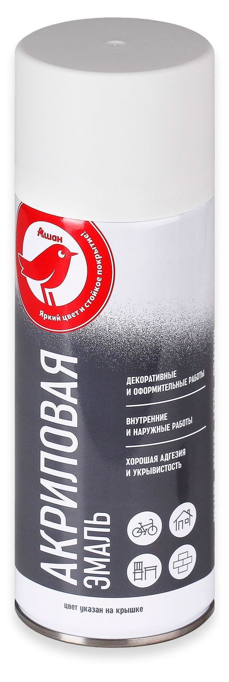 Эмаль АШАН Красная птица RAL 9003 акриловая белая матовая, 520 мл