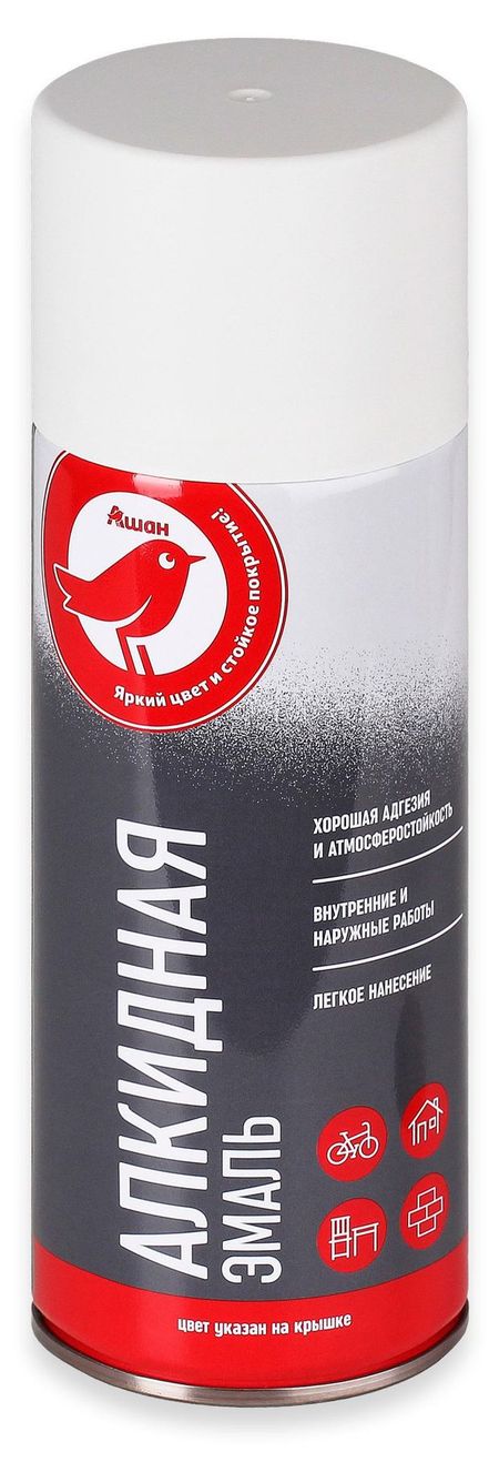 Эмаль АШАН Красная птица RAL 9003 алкидная белая матовая, 520 мл