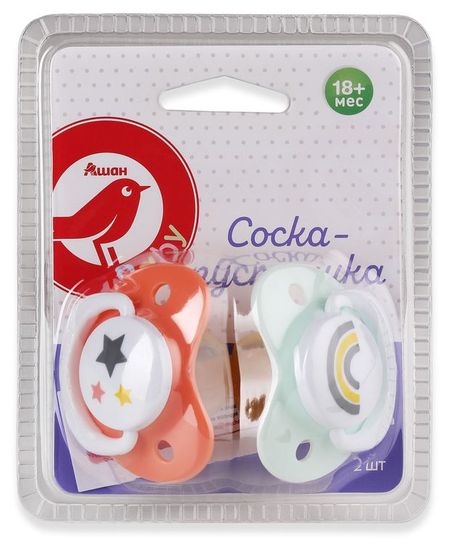 Соска-пустышка АШАН Красная птица Baby ортодонтическая 18+ мес., 2 шт наполеон хилл принципы изобилия как правильное мышление помогает достигать целей и исполнять желания