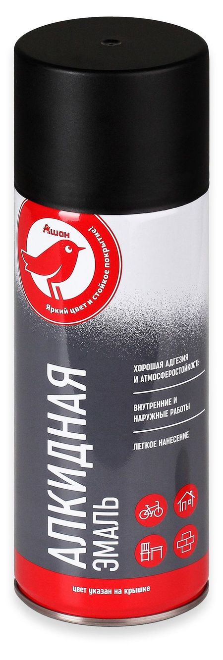 Эмаль АШАН Красная птица RAL 9005 алкидная чёрная матовая, 520 мл