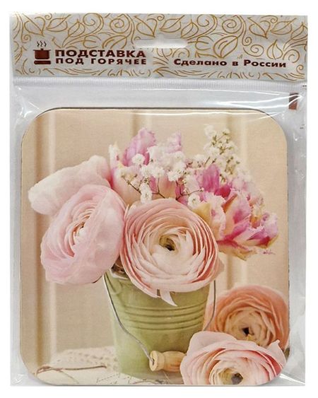 Подставка под горячее деревянная Розы, 18х18 см