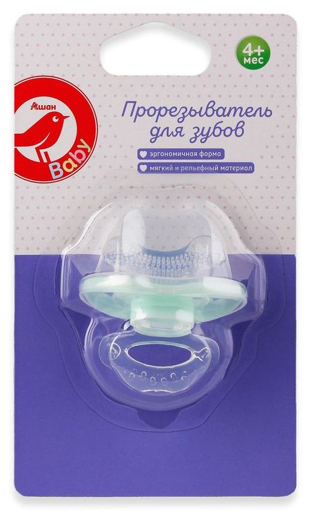 Прорезыватель для зубов АШАН Красная птица Baby с 4 мес., 1 шт