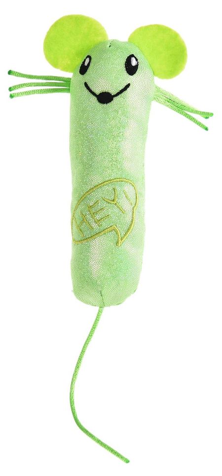 Игрушка для кошек Мышка салатовая с кошачьей мятой, 10х25 см