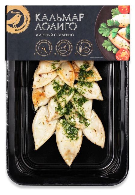 Кальмар Логило замороженный АШАН Золотая птица жареный с зеленью, 110 г