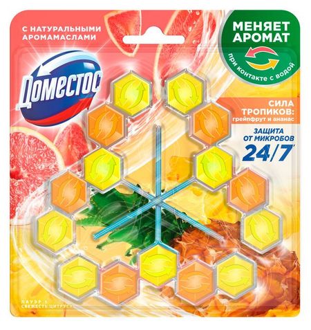 Туалетный блок Доместос Сила тропиков, 3х50 г