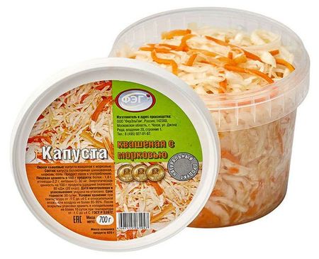 Капуста квашеная ФЭГ с морковью, 700 г