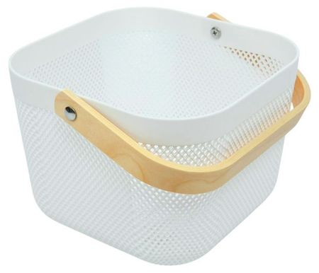 Корзинка для хранения Actuel с бамбуковой ручкой белая, 24,5x24,5x18 см