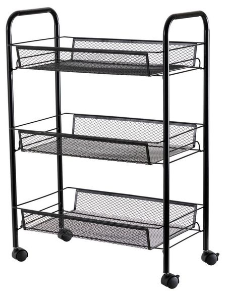Стеллаж из металла Actuel на колесиках с 3 полками, 44x25,5x62,5 см