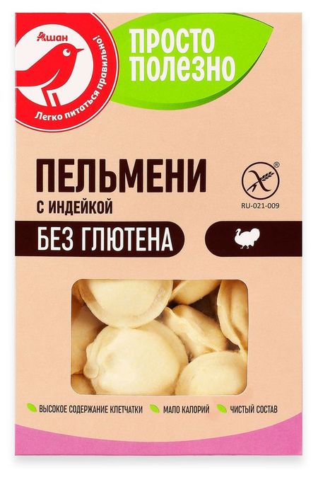 Пельмени с индейкой АШАН Красная птица без глютена, 350 г