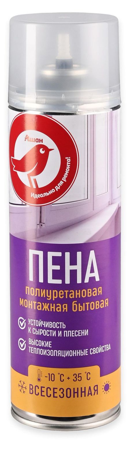 Пена монтажная АШАН Красная птица всесезонная, 650 мл