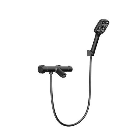 Смеситель для ванны Corsa Deco Thermo черный термостатический с коротким изливом с лейкой (FTBR01SB) для творчества часовой механизм со стрелками в блистере