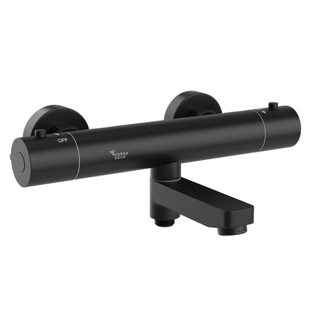 Смеситель для ванны Corsa Deco Thermo черный термостатический с коротким изливом без лейки (FTBR02SB) латунный термостатический картридж hotaan yt 5143