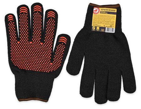 Перчатки вязаные АШАН Красная птица утепленные с ПВХ покрытием, 1 пара
