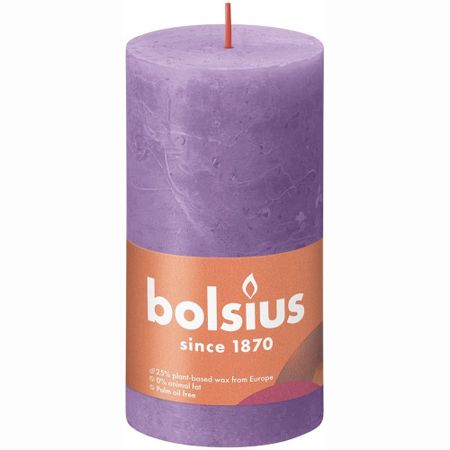 Свеча Bolsius Rustic 13х6,8 см Shine фиолетовая