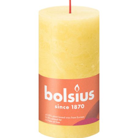 Свеча Bolsius рустик 13х6,8 см shine солнечно-желтая