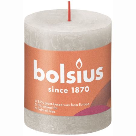 Свеча Bolsius Rustic 8х6,8 см Shine песочно-серая