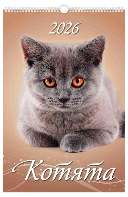 Календарь настенный перекидной Дитон Котята А3 2026 г с ригелем, 320х480 мм