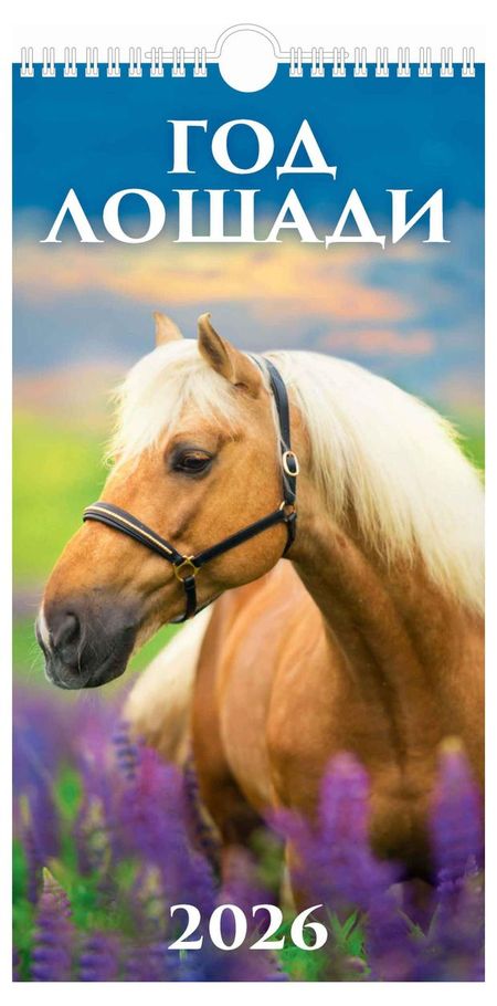 Календарь настенный перекидной Дитон Год лошади на спирали 2026 г, 16х32 см