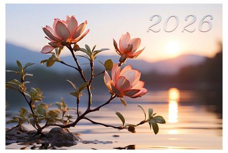 Календарь квартальный трехблочный Listoff Цветочки на закате на 2026 г, 305х680 мм