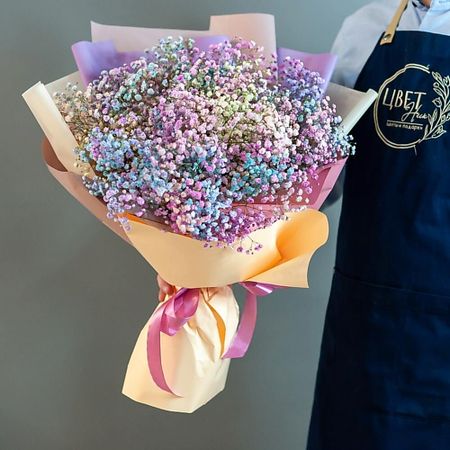 Букет живых цветов ЦВЕТНИК ЦВЕТЫ И ПОДАРКИ Букет из радужной гипсофилы