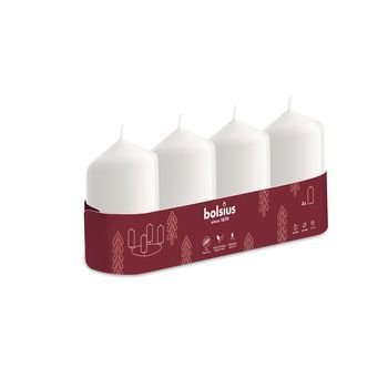 Свеча столбик Bolsius 60/40 4 шт белый