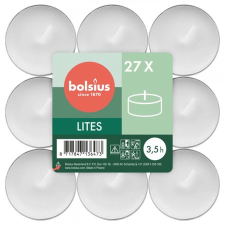 Свечи чайные Bolsius 27 шт 3,5 часа белый