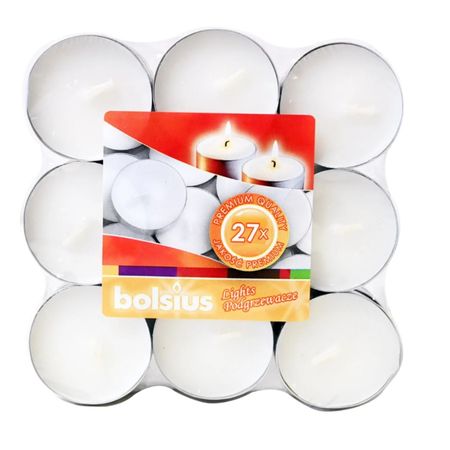 Свечи чайные Bolsius 27 шт 3,5 часа белый