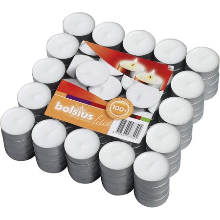 Свечи чайные Bolsius 100 шт 3,5 часа белые