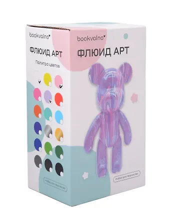 Набор для творчества Флюид-арт, Мишка 23см (белый, фиолетовый, розовый)