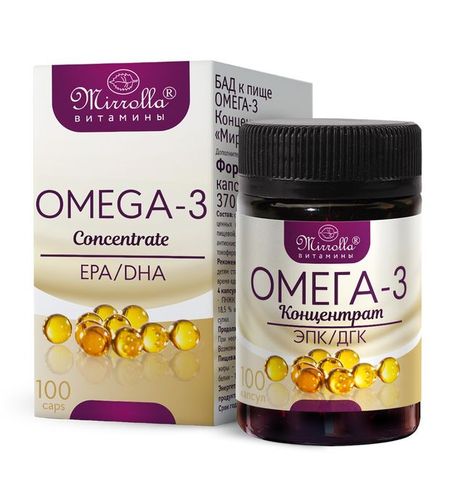 Омега-3 Мирролла Концентрат 370 мг, 100 капсул генрих манн великосветский прием учитель гнус