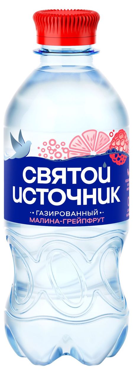 Вода питьевая Святой Источник газированная с ароматом малины и грейпфрута, 330 мл