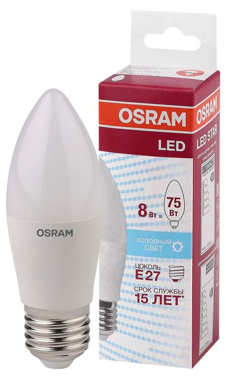 Лампа светодиодная Osram LED Star 8Вт E27 нейтральный белый свет