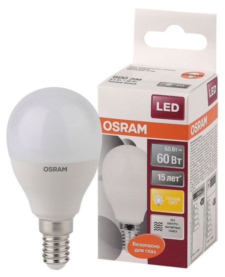 Лампа светодиодная Osram LED Star 6,5Вт E14 теплый белый свет