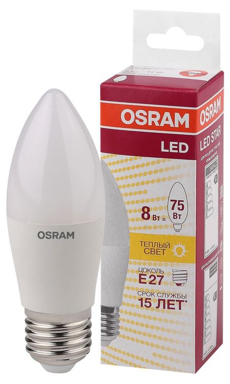 Лампа светодиодная Osram LED Star 8Вт E27 теплый белый свет