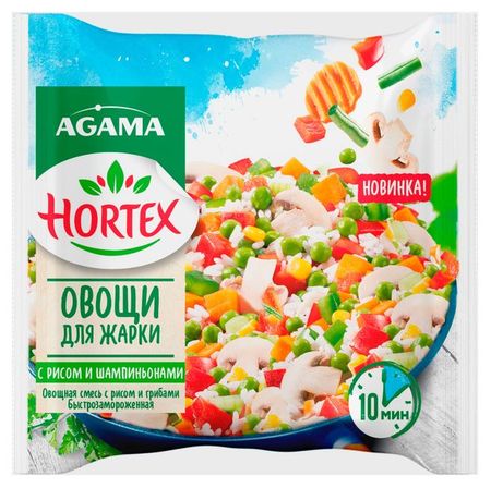Овощи для жарки Agama с рисом и шампиньонами замороженные, 400 г