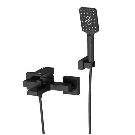 Смеситель для ванны WasserKraft Abens черный однорычажный с коротким изливом с лейкой (2001)