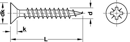 Hafele Шуруп HOSPA потай, оцинкованный 3,5x30мм упаковка - 1000 штук, 015.31.684