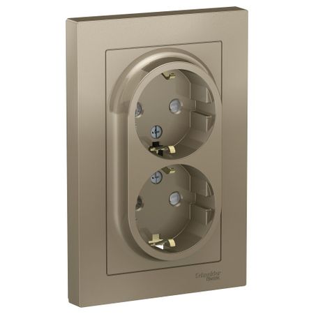 Розетка Systeme Electric AtlasDesign встраиваемая шампань со шторками (ATN000526)