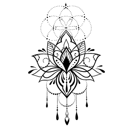 Наклейки для тела PRINT FACTORY Переводная Временная Татуировка Лотос - Бохо