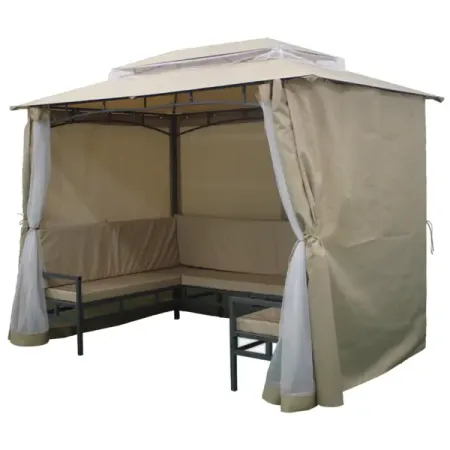 Павильон садовый с 3 скамьями 2.9x2 м сталь бежевый