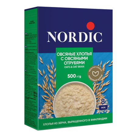 Хлопья Nordic Овсяные с овсяными отрубями 500 г