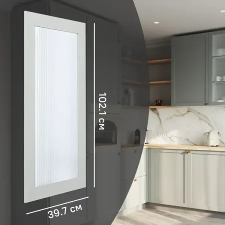 Фасад-витрина кухонного шкафа Кинель 39.7x102.1 см KONSENSA массив дерева цвет серо-зеленый