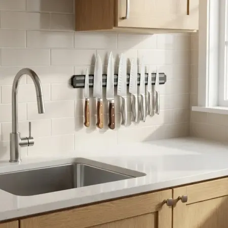 Держатель для ножей магнитный 38x4.8x1.5 см пластик цвет черный магнитный держатель для ножей xituo из акации