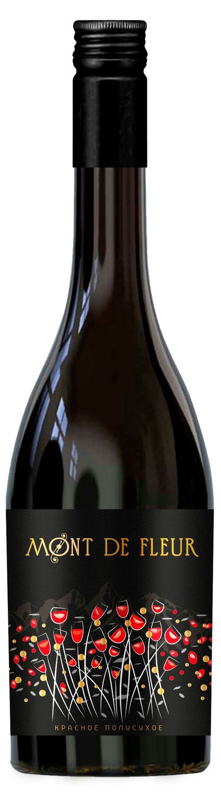 Вино Mont De Fleur красное полусухое Россия, 0,75 л