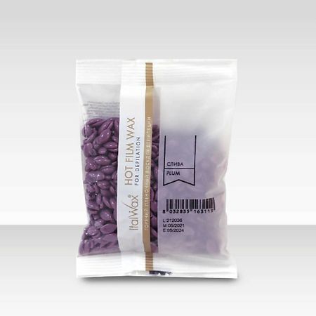Воск для депиляции ITALWAX Воск горячий (пленочный) Слива гранулы воск italwax водорастворимый в банке 400мл 600 гр ультра мягкий