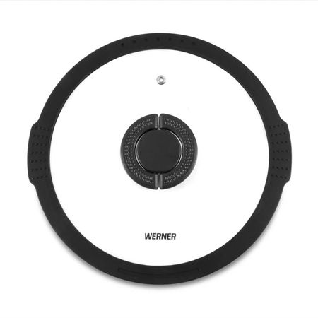 Крышка стеклянная Werner Imola черная с силиконовым ободком 26 см