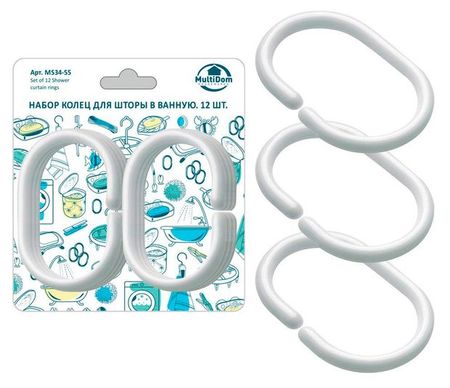 Набор колец для шторы в ванную MultiDom, 12 шт