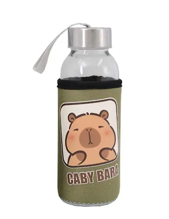 Бутылка в чехле Капибара (зеленая) (стекло) (300мл) (12-07599-202505-B21)