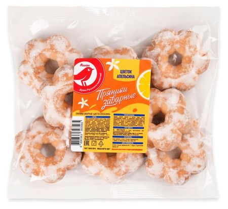 Пряники заварные АШАН Красная птица Цветок апельсина, 300 г